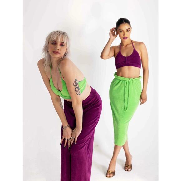 NWT Vintage Souls Resort Bra Crop Top Size Medium In Electric Green - Picture 1 of 5